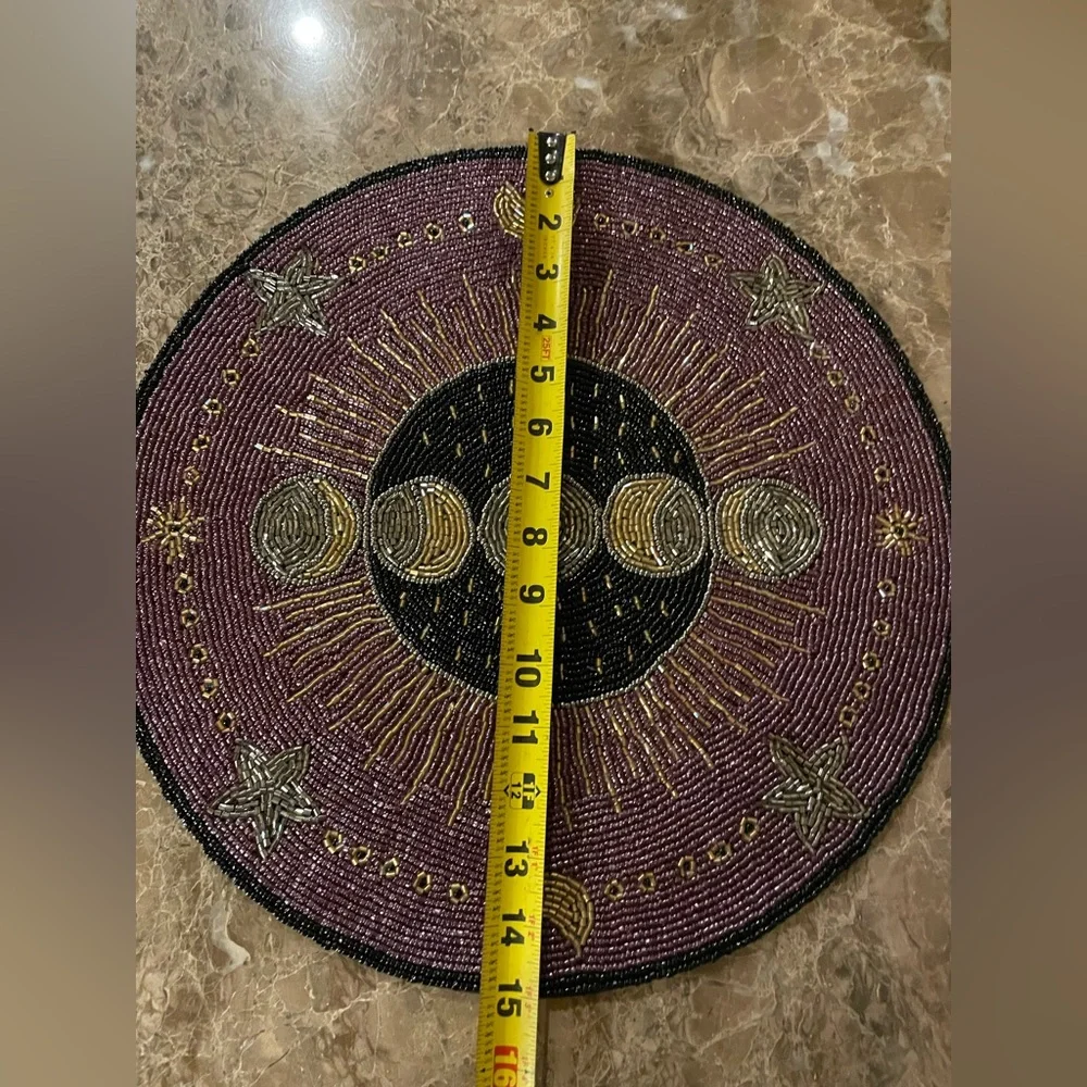 NWOT Purple Celestial Moon Phase Beaded Placemat Charger